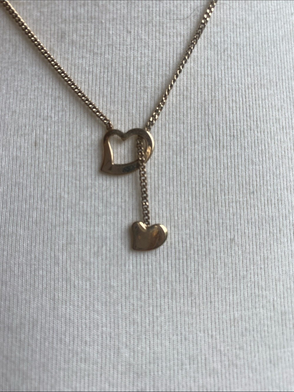 Avon Gold Double Heart Lariat Necklace